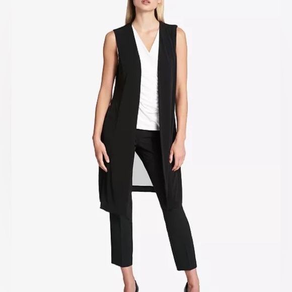 DKNY Chiffon Back Long Vest - Picture 1 of 5